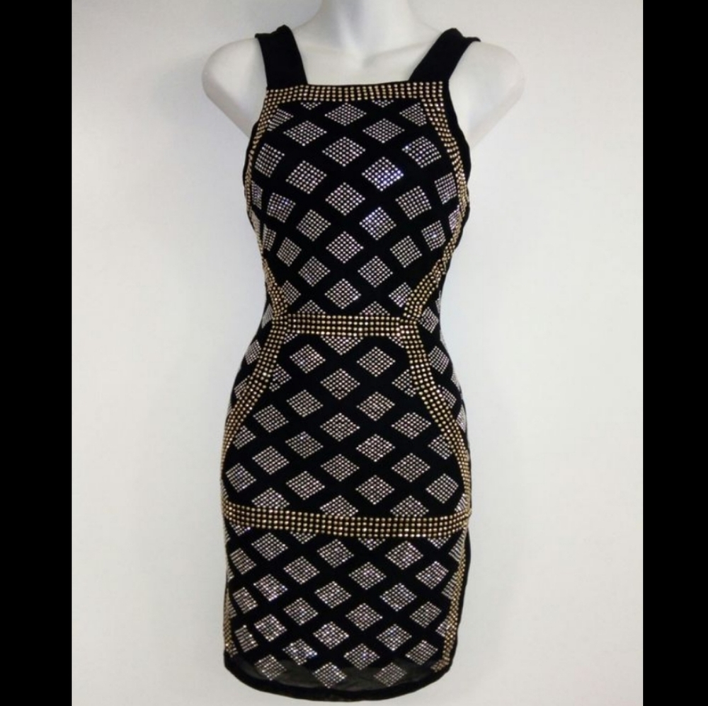 Crystal embellished body contour dress